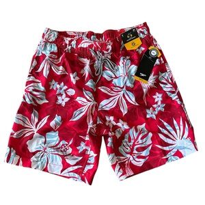 Speedo Men’s Red Floral Swim Shorts NWT Size Small